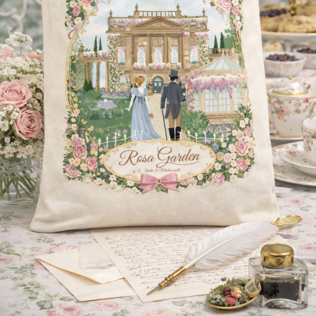 Tote bag "Rosa Garden" - by Mademoiselle - Image 3