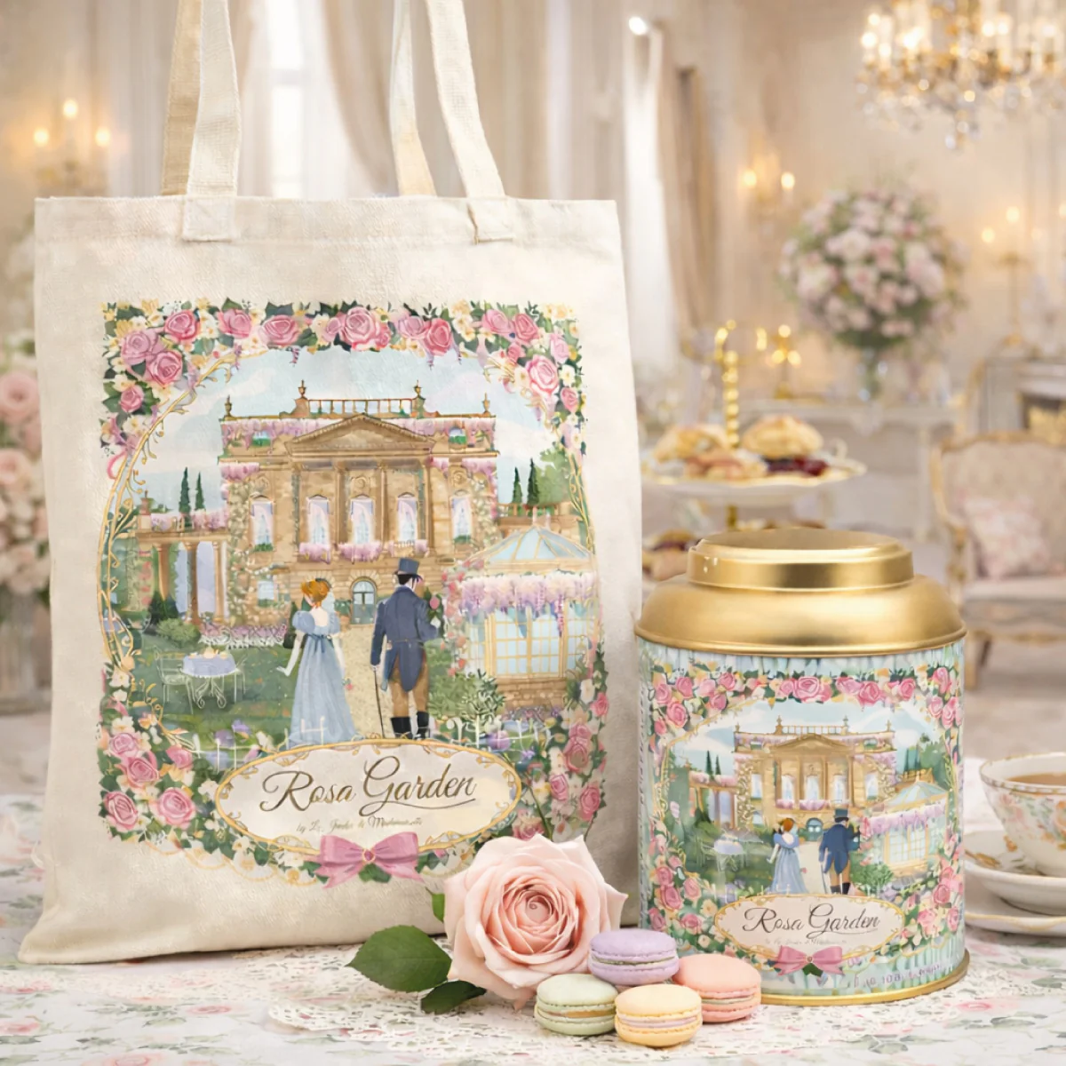 Tote bag "Rosa Garden" - by Mademoiselle - Image 4