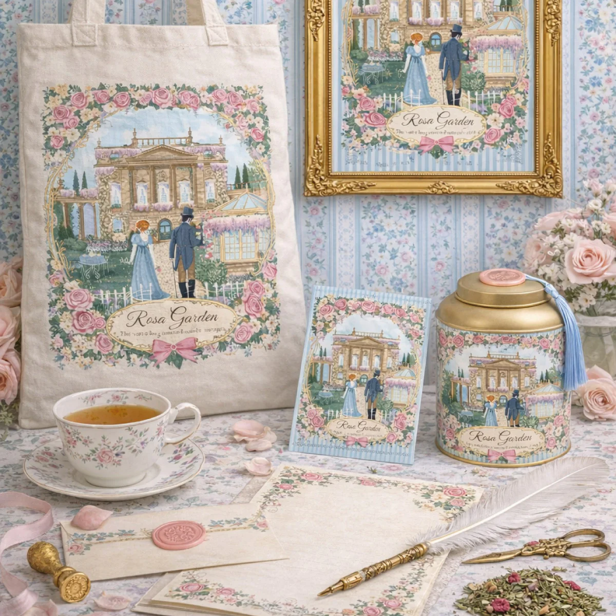 Tote bag "Rosa Garden" - by Mademoiselle - Image 5